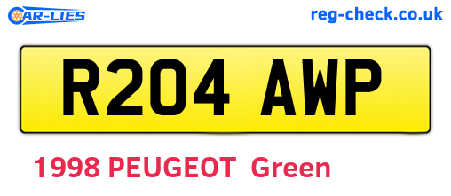 R204AWP are the vehicle registration plates.