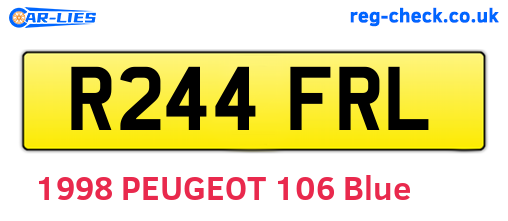 R244FRL are the vehicle registration plates.