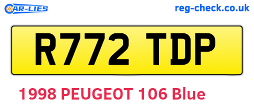 R772TDP are the vehicle registration plates.