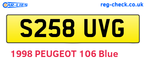 S258UVG are the vehicle registration plates.