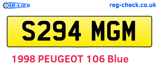 S294MGM are the vehicle registration plates.