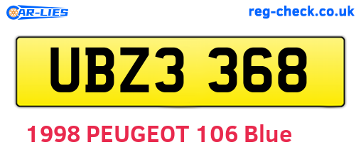 UBZ3368 are the vehicle registration plates.