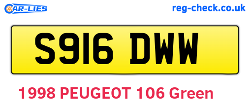 S916DWW are the vehicle registration plates.