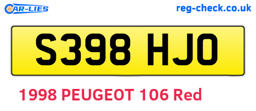 S398HJO are the vehicle registration plates.