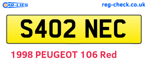 S402NEC are the vehicle registration plates.