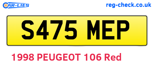 S475MEP are the vehicle registration plates.