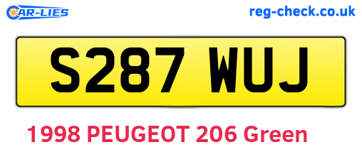 S287WUJ are the vehicle registration plates.