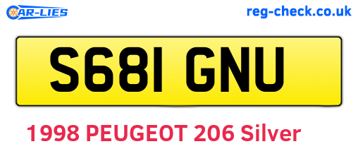 S681GNU are the vehicle registration plates.
