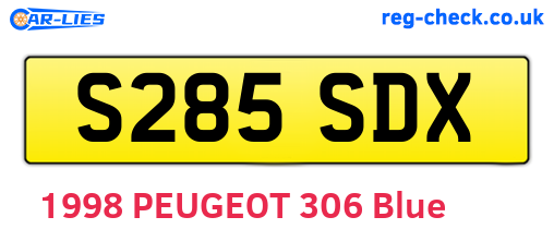 S285SDX are the vehicle registration plates.