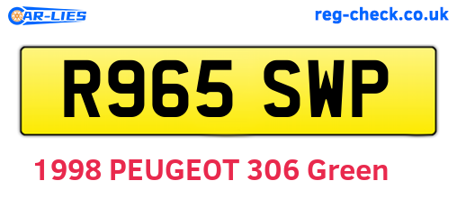 R965SWP are the vehicle registration plates.
