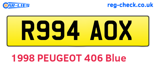 R994AOX are the vehicle registration plates.