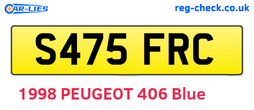 S475FRC are the vehicle registration plates.