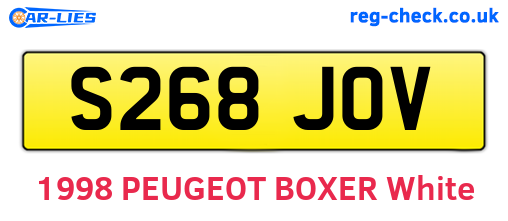 S268JOV are the vehicle registration plates.