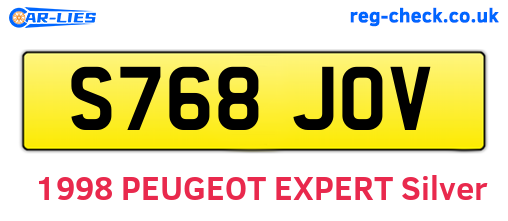 S768JOV are the vehicle registration plates.