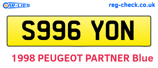 S996YON are the vehicle registration plates.