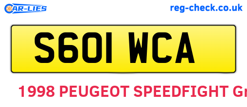 S601WCA are the vehicle registration plates.