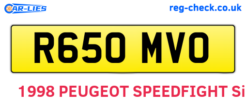 R650MVO are the vehicle registration plates.