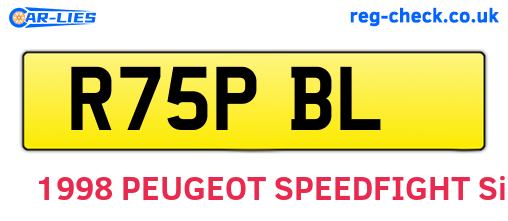R75PBL are the vehicle registration plates.