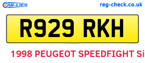 R929RKH are the vehicle registration plates.
