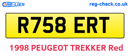 R758ERT are the vehicle registration plates.