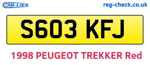 S603KFJ are the vehicle registration plates.