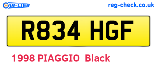 R834HGF are the vehicle registration plates.