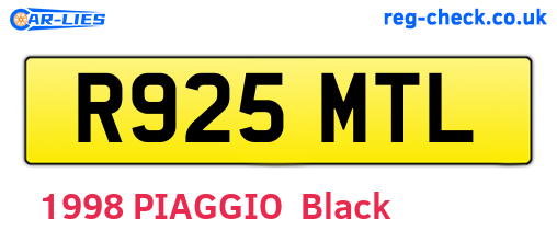 R925MTL are the vehicle registration plates.