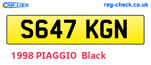 S647KGN are the vehicle registration plates.