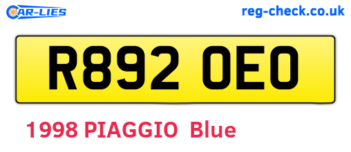 R892OEO are the vehicle registration plates.