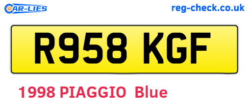 R958KGF are the vehicle registration plates.