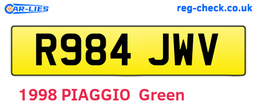 R984JWV are the vehicle registration plates.