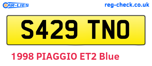 S429TNO are the vehicle registration plates.