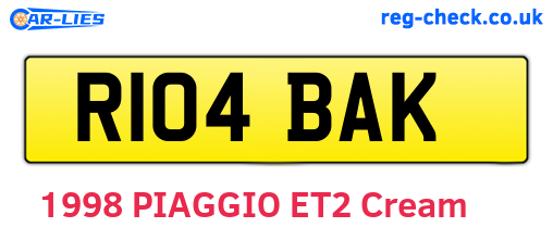 R104BAK are the vehicle registration plates.