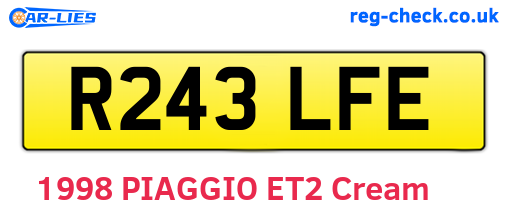 R243LFE are the vehicle registration plates.