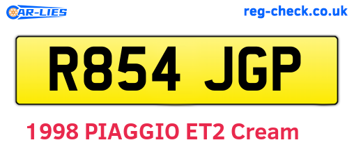 R854JGP are the vehicle registration plates.