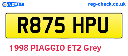 R875HPU are the vehicle registration plates.