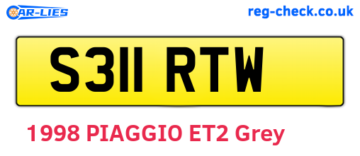 S311RTW are the vehicle registration plates.