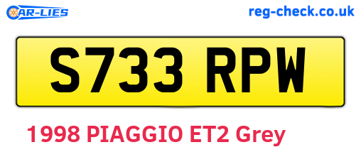 S733RPW are the vehicle registration plates.