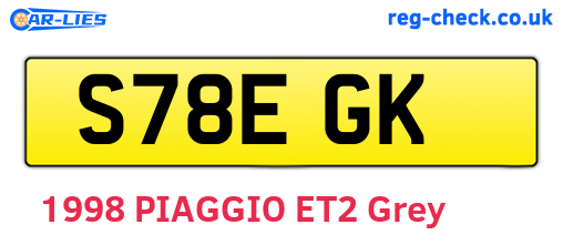 S78EGK are the vehicle registration plates.