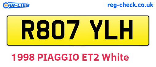 R807YLH are the vehicle registration plates.