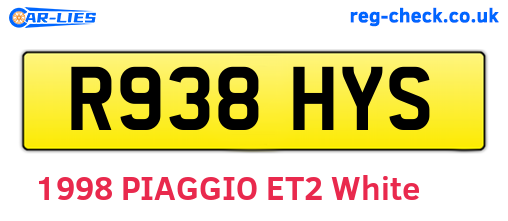 R938HYS are the vehicle registration plates.