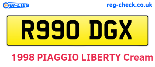 R990DGX are the vehicle registration plates.