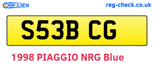 S53BCG are the vehicle registration plates.