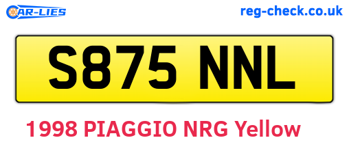 S875NNL are the vehicle registration plates.