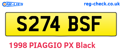 S274BSF are the vehicle registration plates.