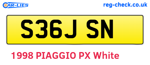 S36JSN are the vehicle registration plates.