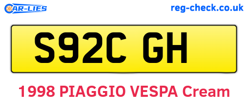 S92CGH are the vehicle registration plates.