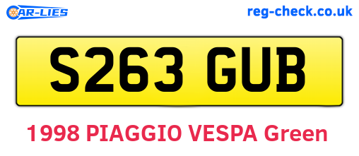 S263GUB are the vehicle registration plates.