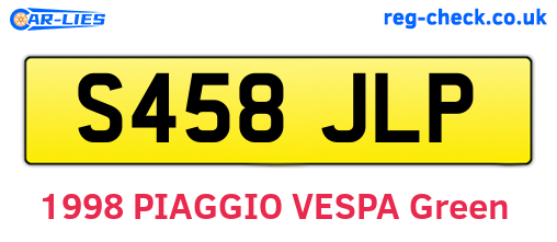 S458JLP are the vehicle registration plates.