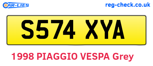 S574XYA are the vehicle registration plates.